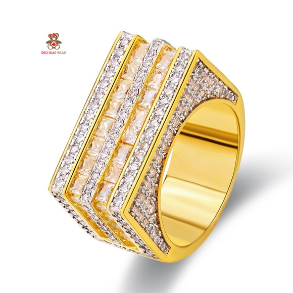 18K Gold Filled Mens High Quality Cubic Zirconia Ring Size 9,10 - Picture 5 of 10